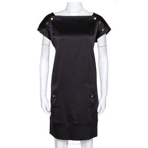 Diane Von Furstenberg Black Textured Silk Pisco Shift Dress size 2